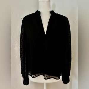 LOFT Black Polka Dot Chiffon Blouse Small